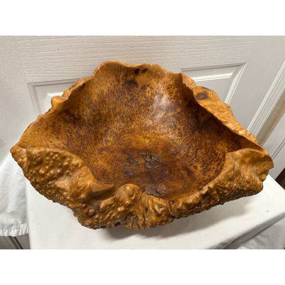 Hand-Carved Manzanita Burl Wood Bowl  Signed Sculptural Bowl 15" Approx. - Picture 5 of 14